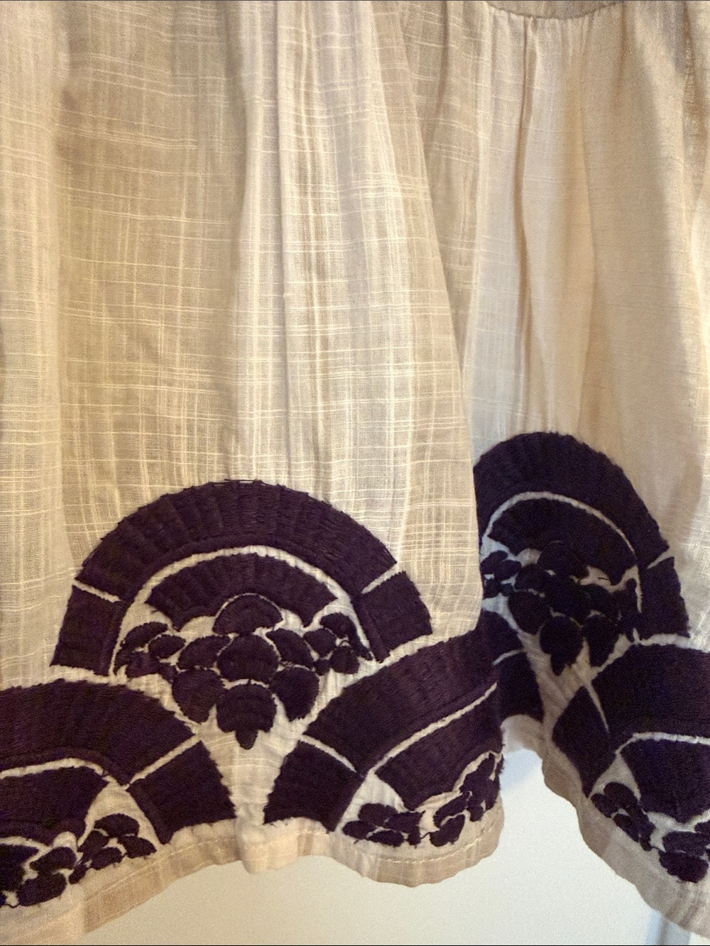 Beige & Purple Embroidered V-Neck Peplum Top - Picture 2 of 9
